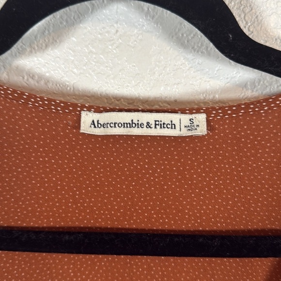 Abercrombie & Fitch Brown Polka Dot Ruffle Wrap Dress Smocked Cuffs Size - Picture 5 of 11